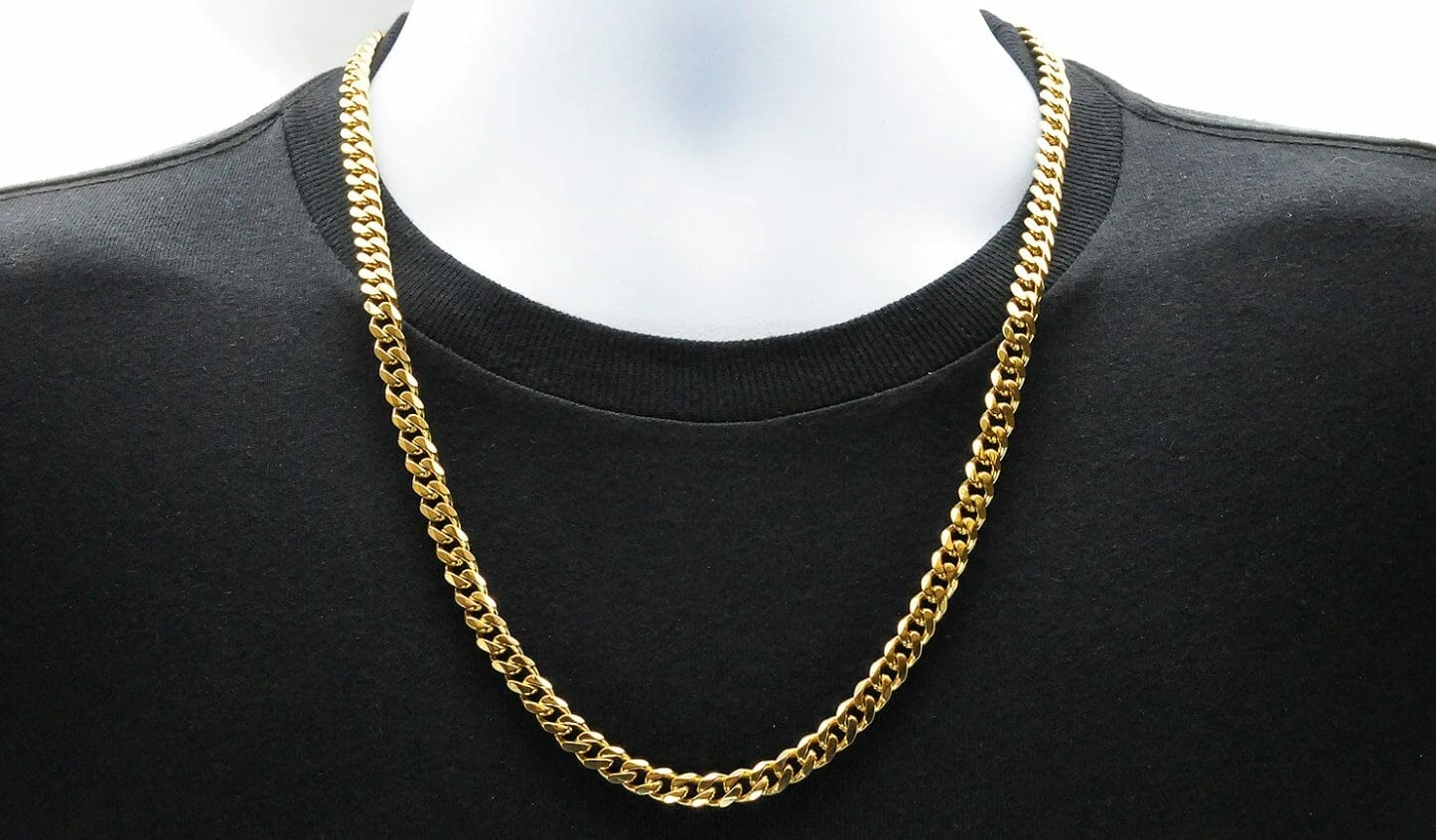 Upgrade Your Style with a Yellow Ion Plated Men's Curb Chain Necklace - 24 Stainless Steel