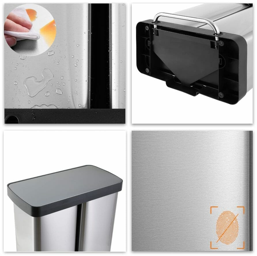 Upgrade with 60L Stainless Steel Step Trash and Recycle Can