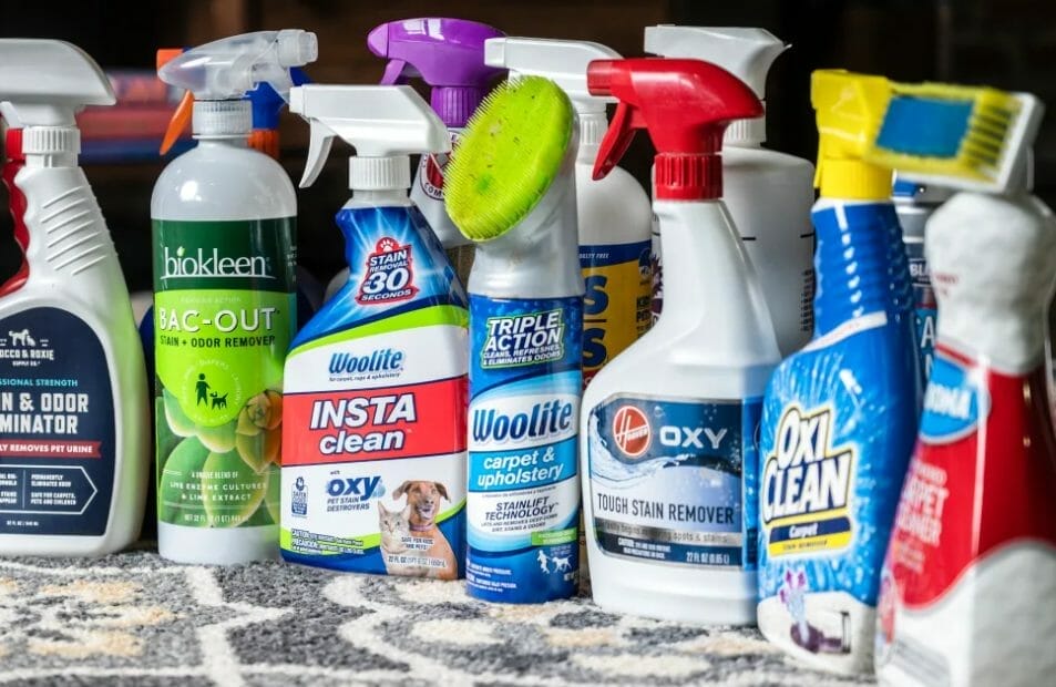 Using a cleaning solution for tougher stains and odors
