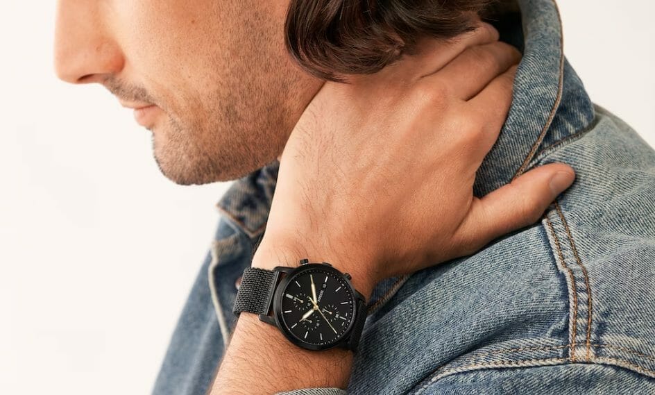 Neutra Chronograph Black Stainless Steel Mesh Watch for Men