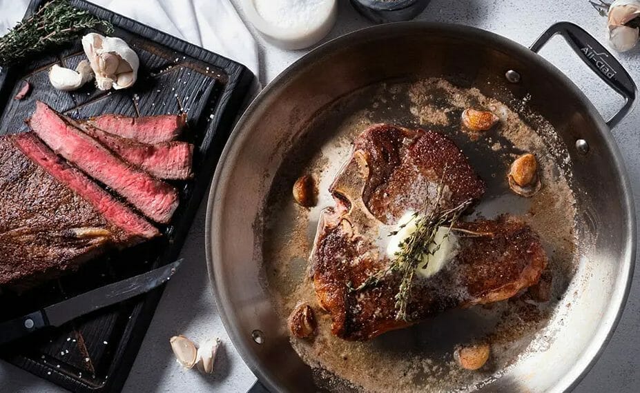 Cooking the Steak on Stainless Steel