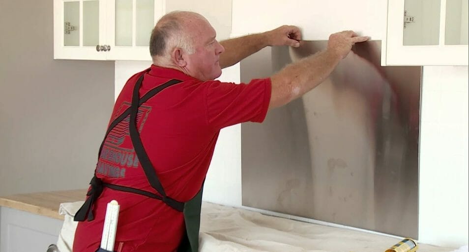 Installing Stainless Steel Backsplash Sheets