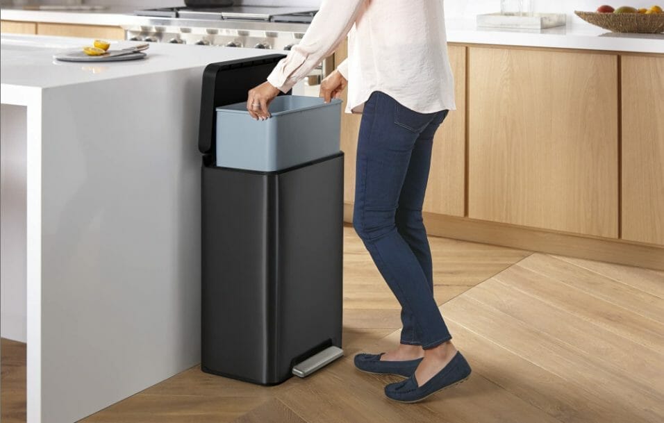 Upgrade Kitchen with Kohler Black Stainless Steel Trash Can