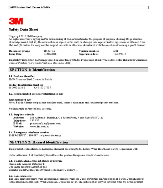 Importance of Stainless Steel Cleaner SDS