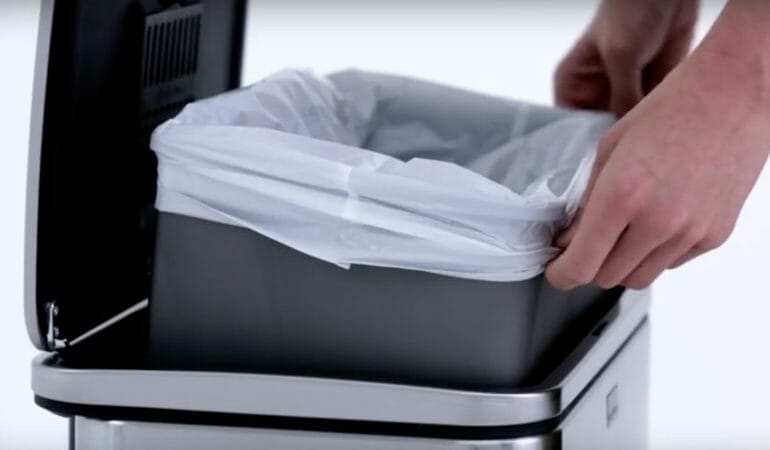 Putting Garbage Bags in a Stainless Steel Trash Can Made Easy