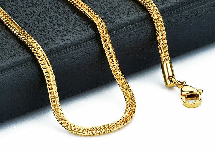 Foxtail Chain Necklace Yellow Ion-Plated Stainless Steel