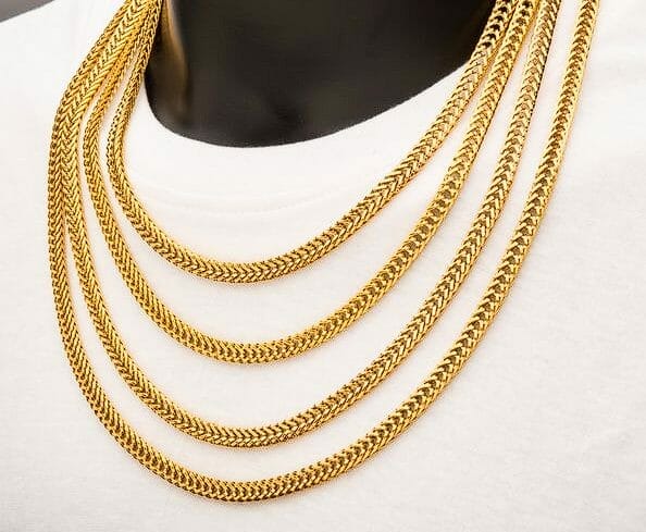 Men's Foxtail Chain Necklace Yellow Ion-plated Stainless Steel