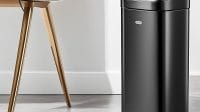 simplehuman black stainless steel trash can