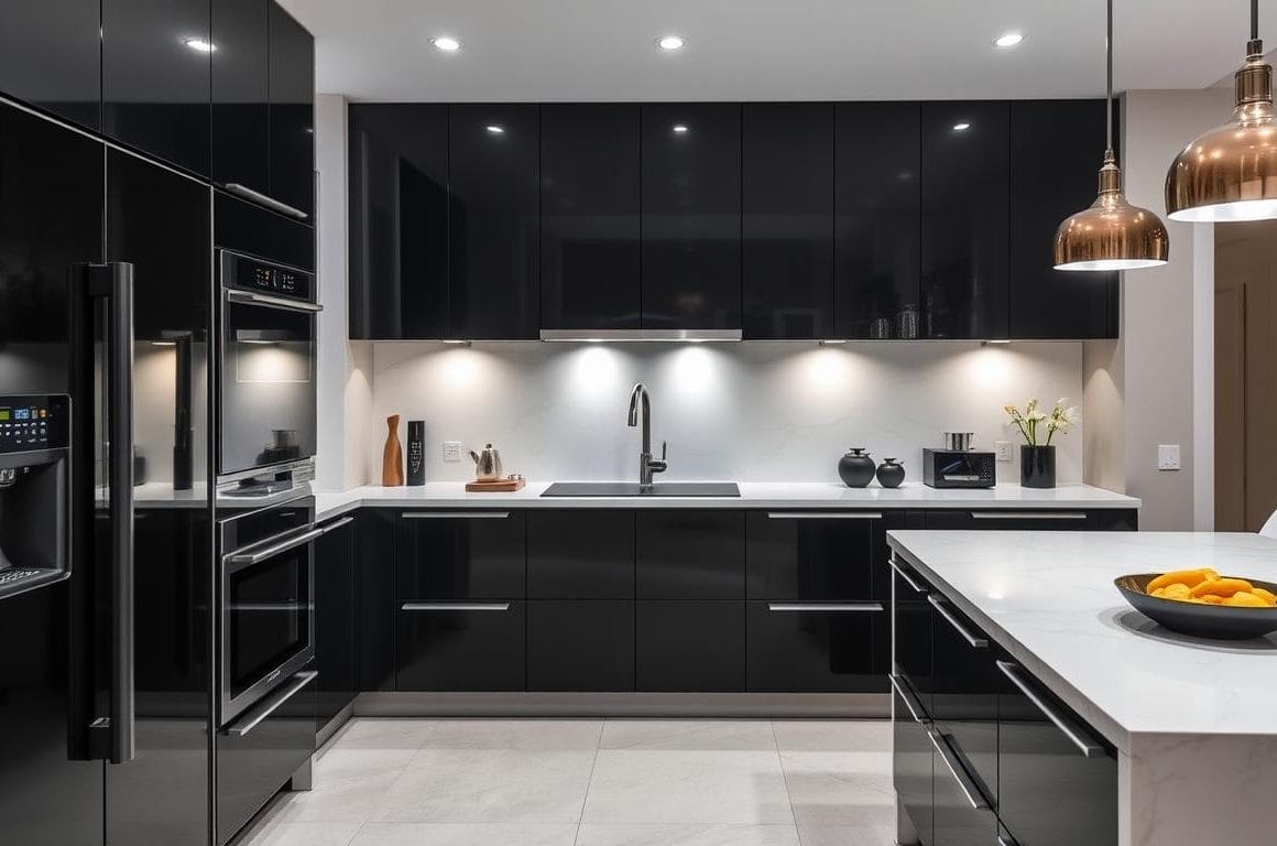 black stainless steel appliances
