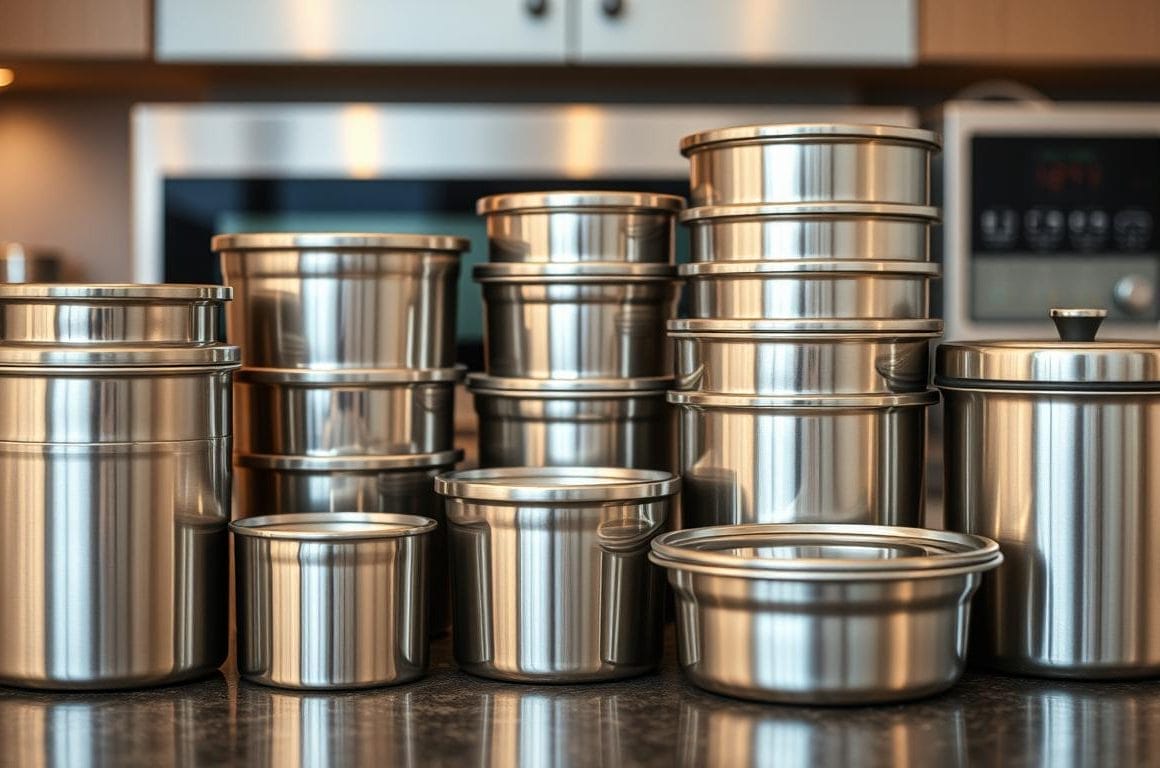 microwave-safe stainless steel containers