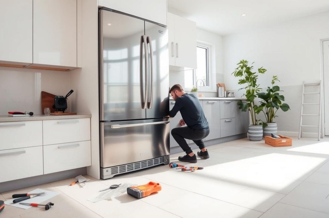 Stainless Steel Refrigerator with Ice Maker Guide