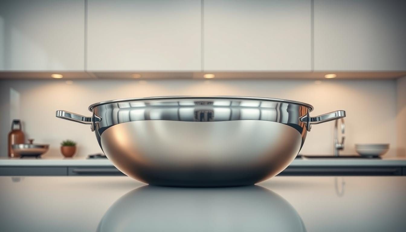 large stainless steel pan