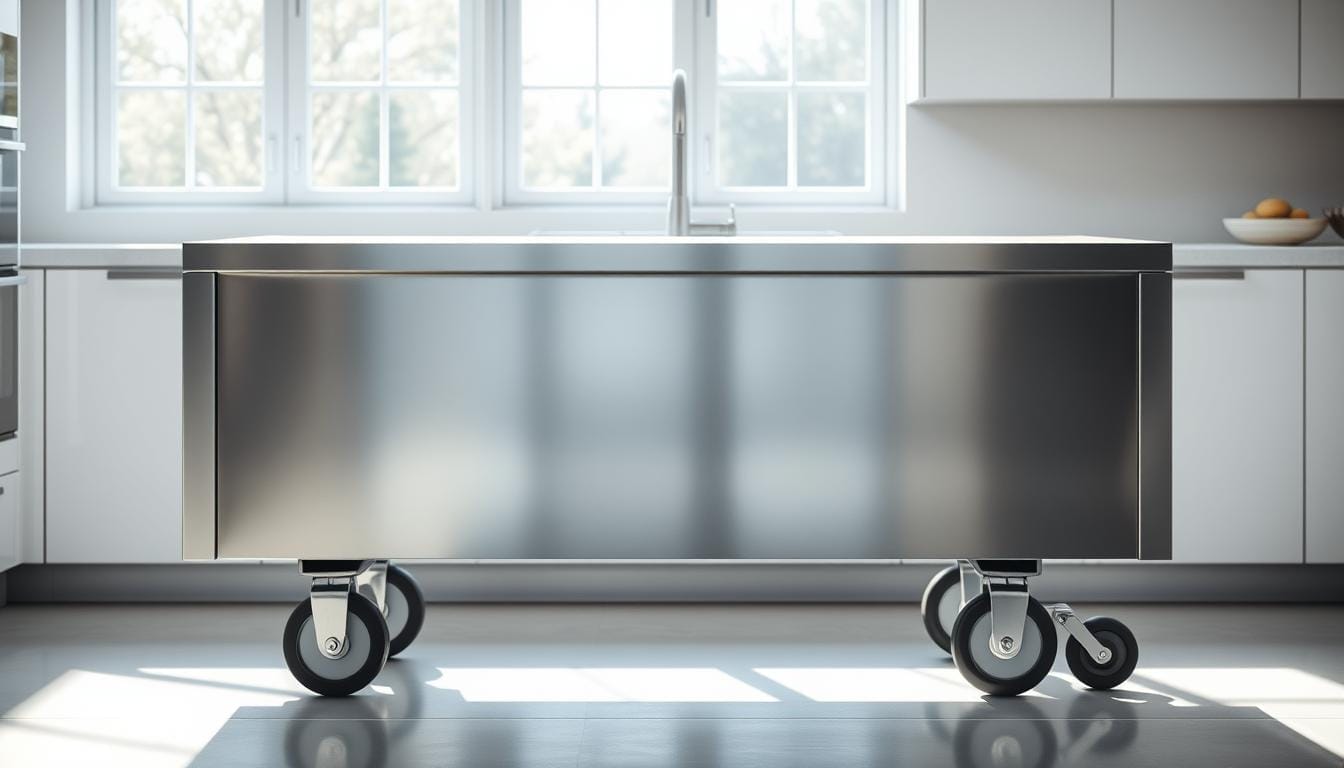 stainless steel island on wheels