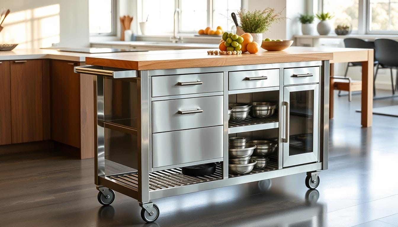 stainless steel kitchen cart