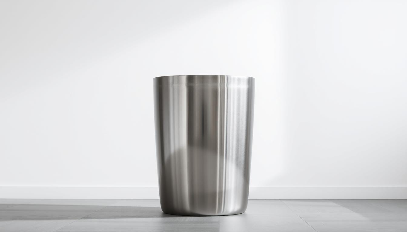 large stainless steel trash can