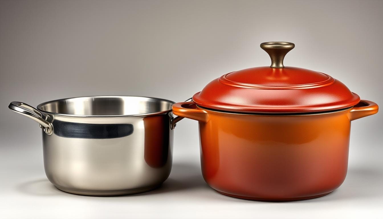 stainless steel vs enameled cast iron