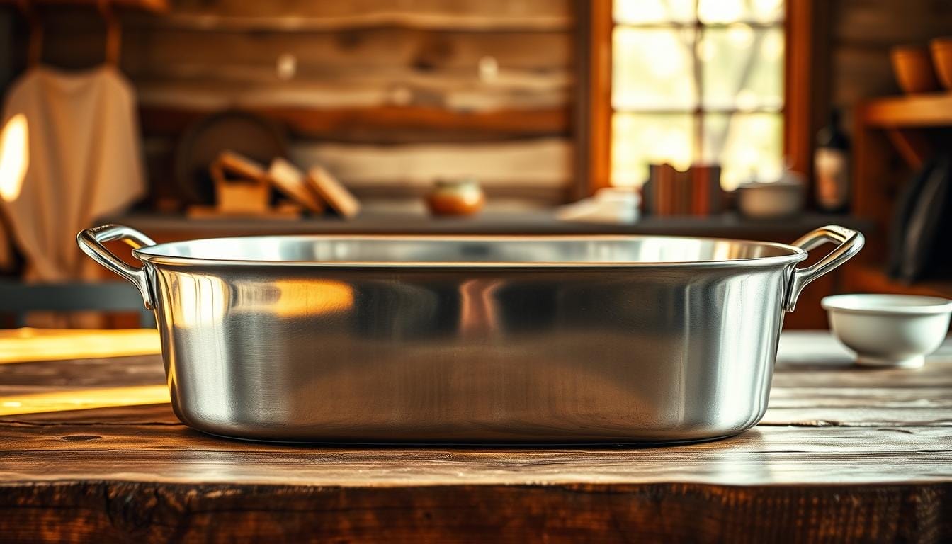 large stainless steel roasting pan