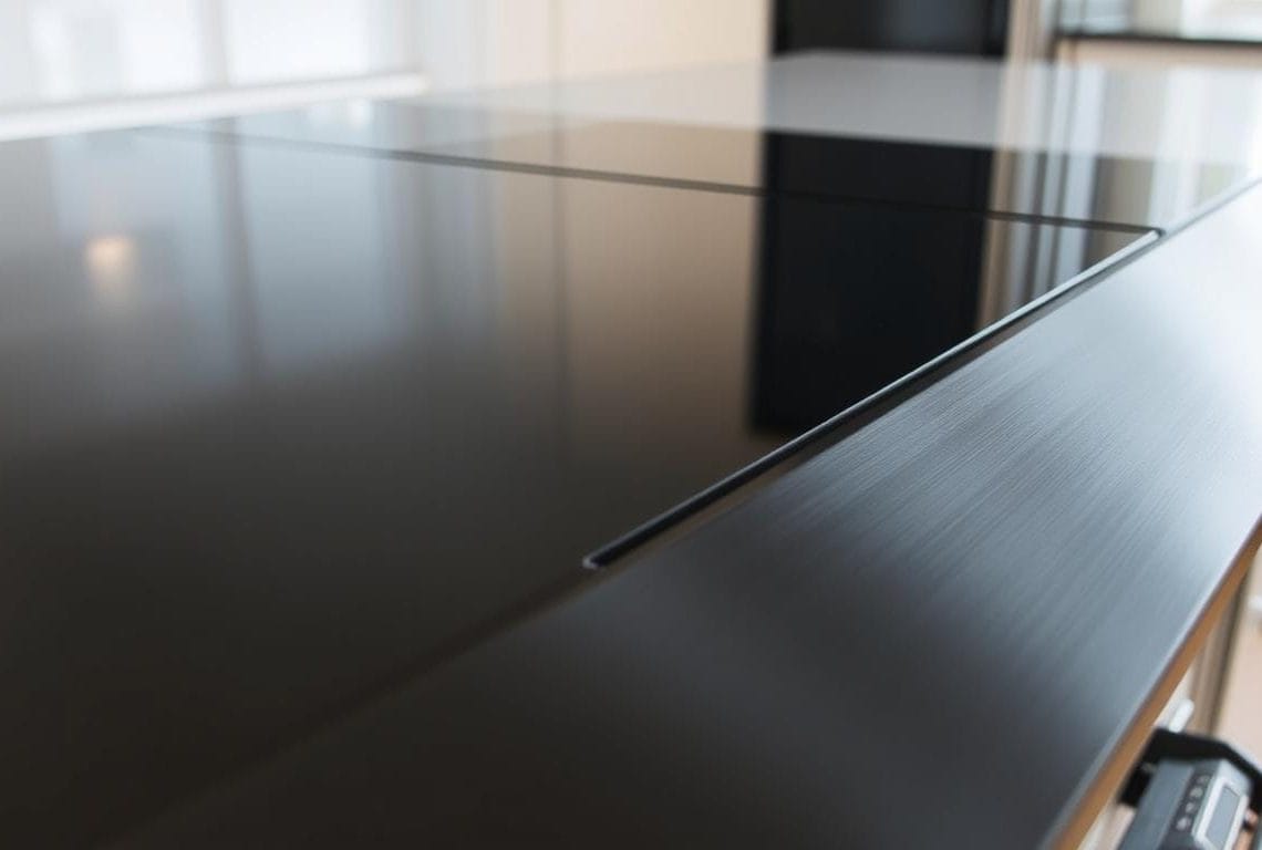 stainless steel and black appliances