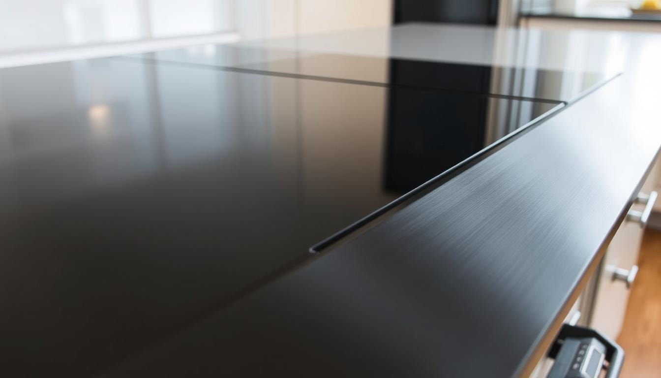 stainless steel and black appliances