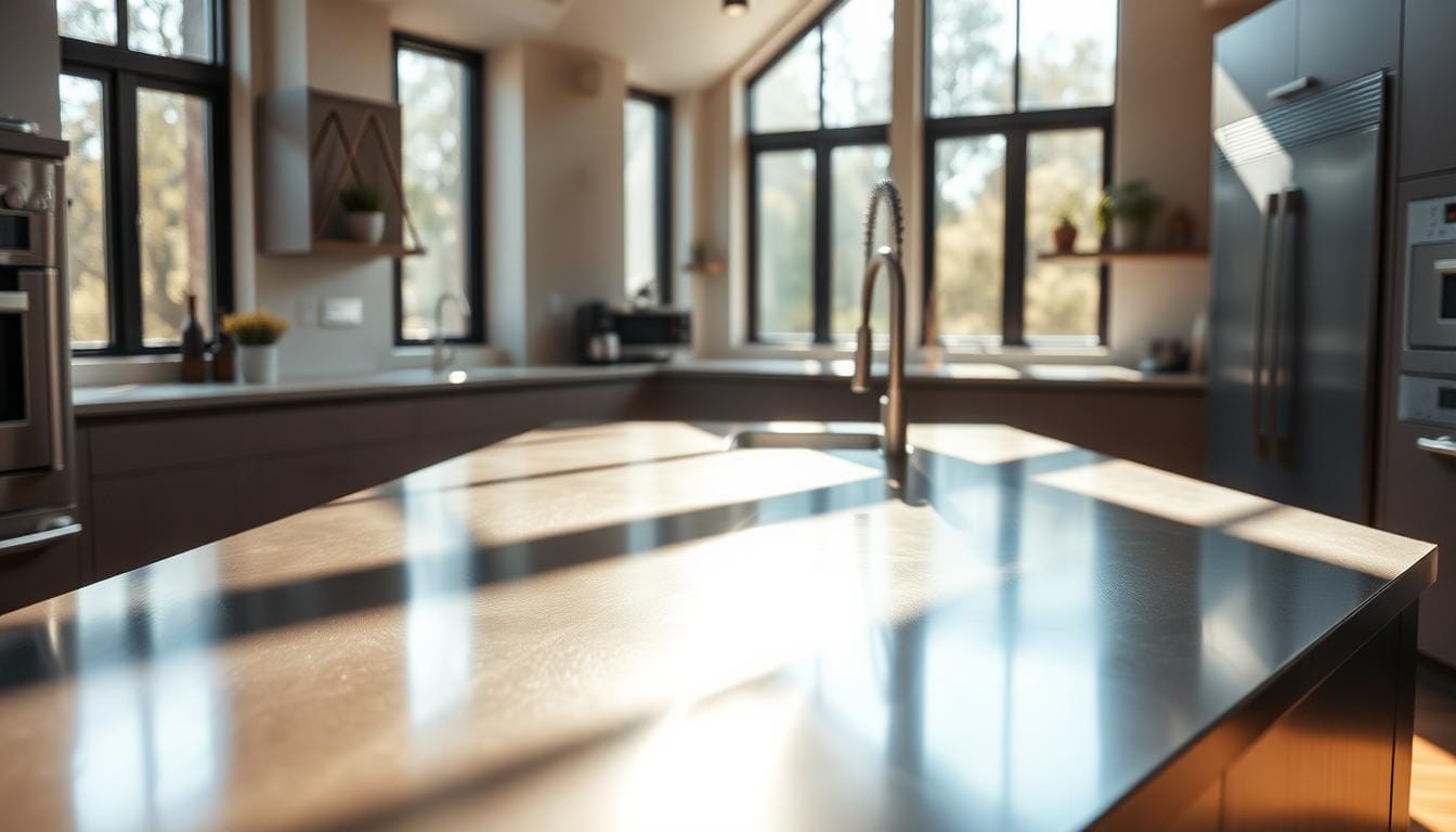 stainless steel kitchen surface